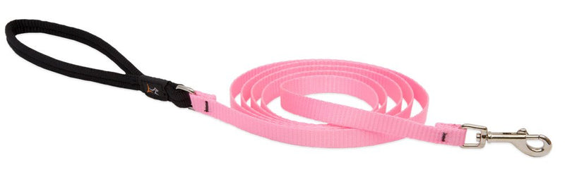 LupinePet Basics 1/2" Pink 6-foot Padded Handle Leash for Small Pets Leash - 1/2"W; 6-Foot - PawsPlanet Australia