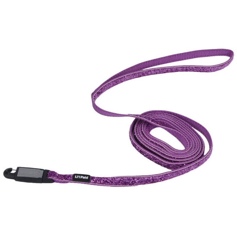 Coastal Pet Li'l Pals Dog Leash with Glitter Overlay - For Walking Small Pets - Ensures Comfortable Stroll - Lightweight Leash with One-Handed E-Z Snap - Orchid Sparkles, 3/8" x6' - PawsPlanet Australia