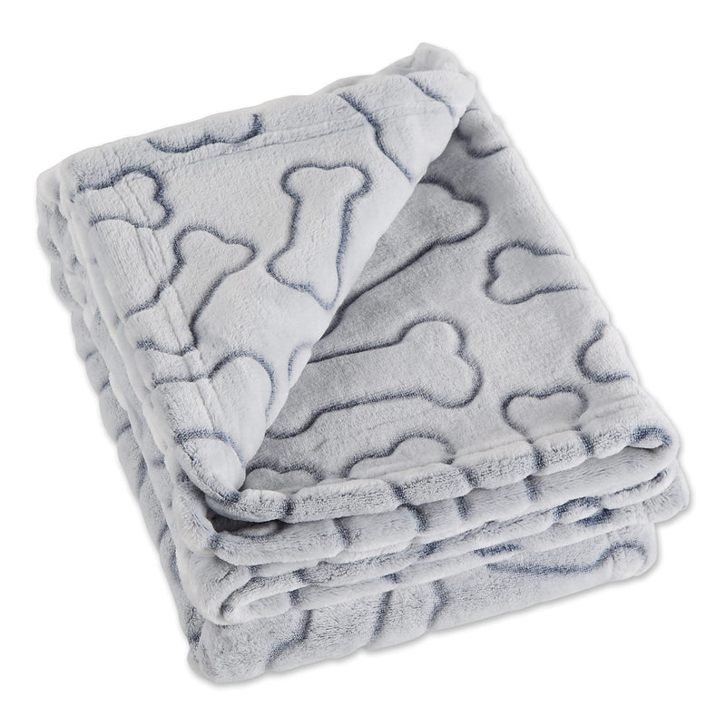 Bone Dry Embossed Bone Print Pet Blanket, 36x48", Gray 36x48" - PawsPlanet Australia
