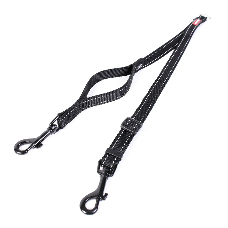 EzyDog Soft Touch Coupler Adjustable Double Dog Leash - Superior Tangle-Free Experience and Reflective for Nighttime Safety - Ranges from 14 to 24 Inches - Perfect for Walking Two Dogs (Black) Black - PawsPlanet Australia