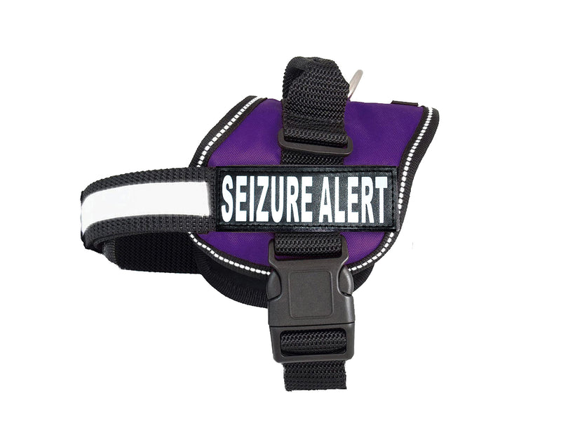 Doggie Stylz Seizure Alert Dog Vest Nylon no-Pull Dog Harness Comes with 2 Reflective Seizure Alert Interchangeable Patches. Fully Adjustable Reflective Straps with top Handle. XXS-XXL in 3 Colors. Girth 30-42" Purple - PawsPlanet Australia