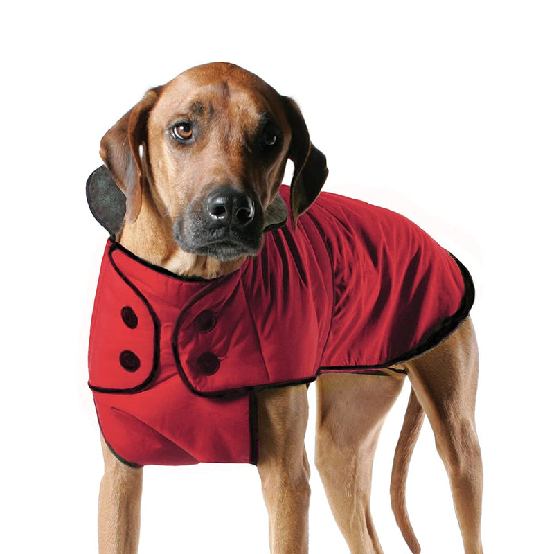 MUTTLUKS, Belted Winter Dog Coat with Waterproof Windproof Breathable Fabric 12 Red - PawsPlanet Australia