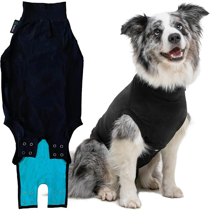 Suitical Recovery Suit for Dogs - Dog Surgery Recovery Suit with Clip-Up System - Breathable Fabric for Spay, Neuter, Skin Conditions, Incontinence - M+ Dog Suit, Black M+(24-28.3 in) - PawsPlanet Australia