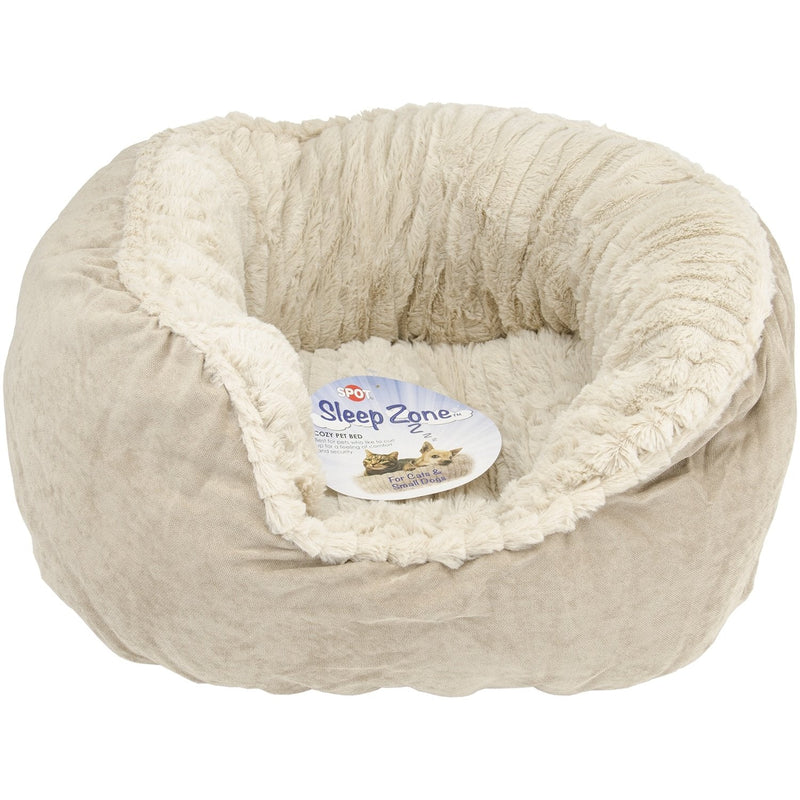 SPOT Sleep Zone Faux Suede Carved Plush Lounger, Cuddler, Napper Dog Bed - Fabric Bottom - 21X17 Inches/Tan/Attractive, Durable, Comfortable, Washable. 21x17 in Tan - PawsPlanet Australia