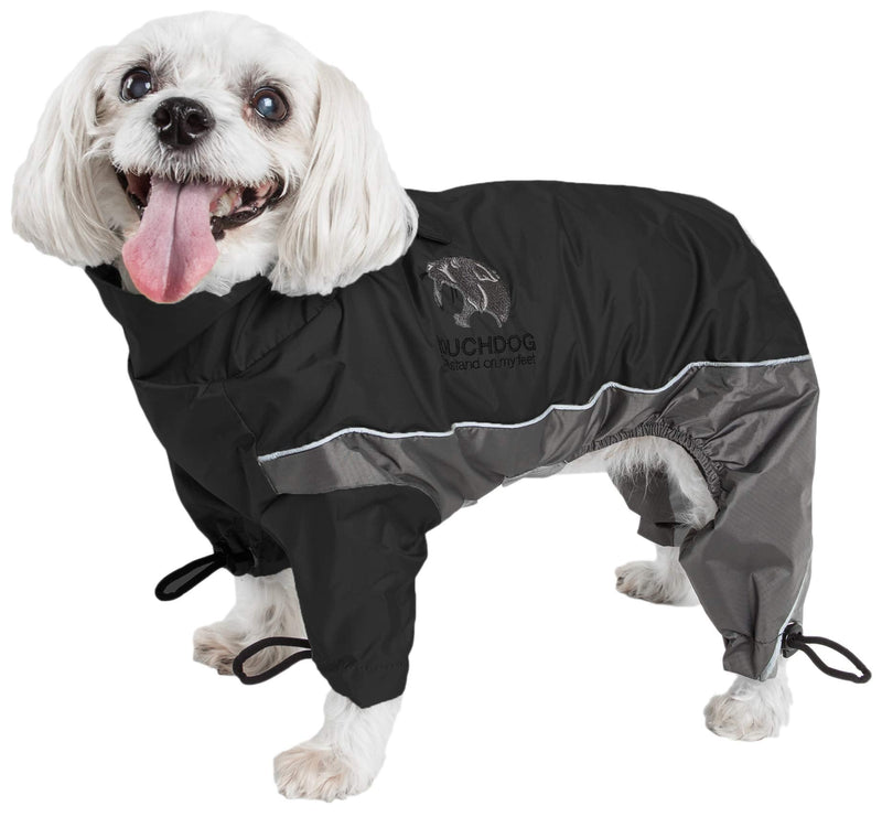 Touchdog Quantum-Ice Full-Bodied Adjustable and 3M Reflective Dog Jacket w/ Blackshark Technology, Small, Black, Grey 1