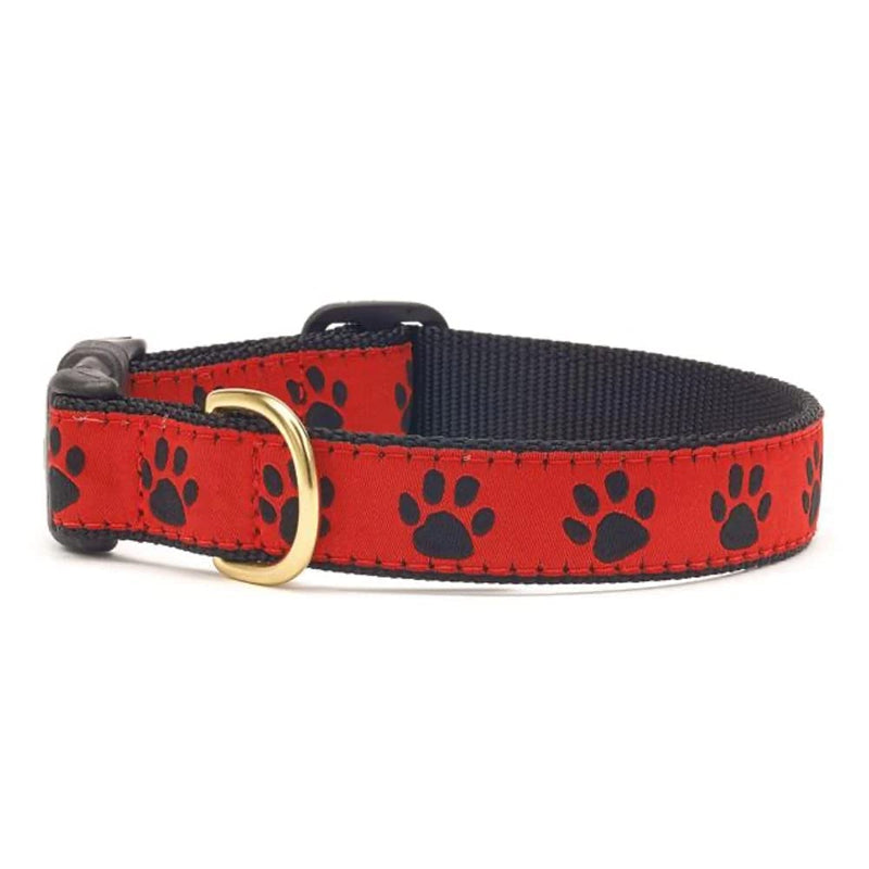 Collar | Red & Black Paw L (Wide) - PawsPlanet Australia