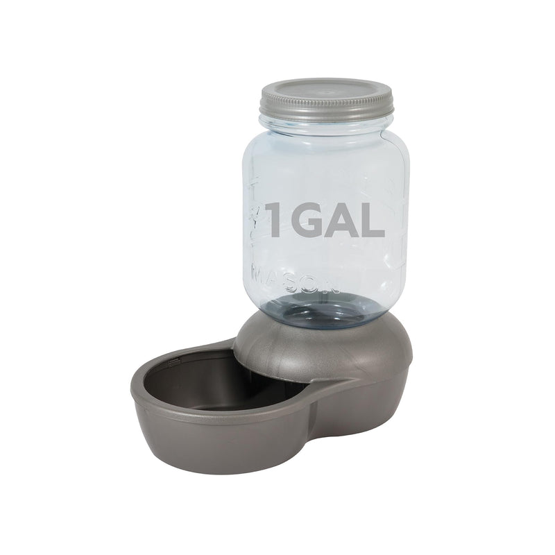 Petmate Mason Inspired Replendish Gravity Waterer, Water Dispenser for Dogs and Cats, 1 Gallon Silver, Made in USA 1 GAL - PawsPlanet Australia