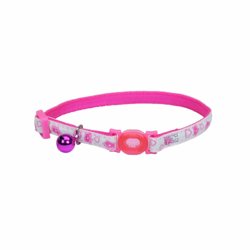 Coastal Pet - Safe Cat Glow in The Dark Adjustable Breakaway Collar - Glowing Pink Queen - 3/8" x 8"-12" 3/8" x 08"-12" (Pack of 1) - PawsPlanet Australia