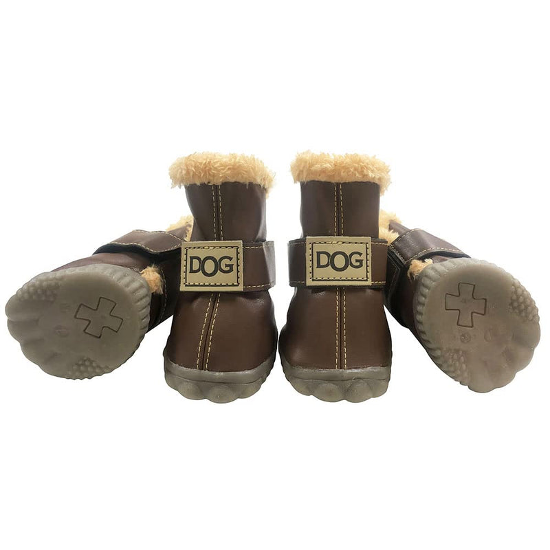 WINSOON Dog Australia Boots Pet Antiskid Shoes Winter Warm Skidproof Sneakers Paw Protectors 4-Ppcs Set (Size 2, Dark Brown) Size 2 - PawsPlanet Australia
