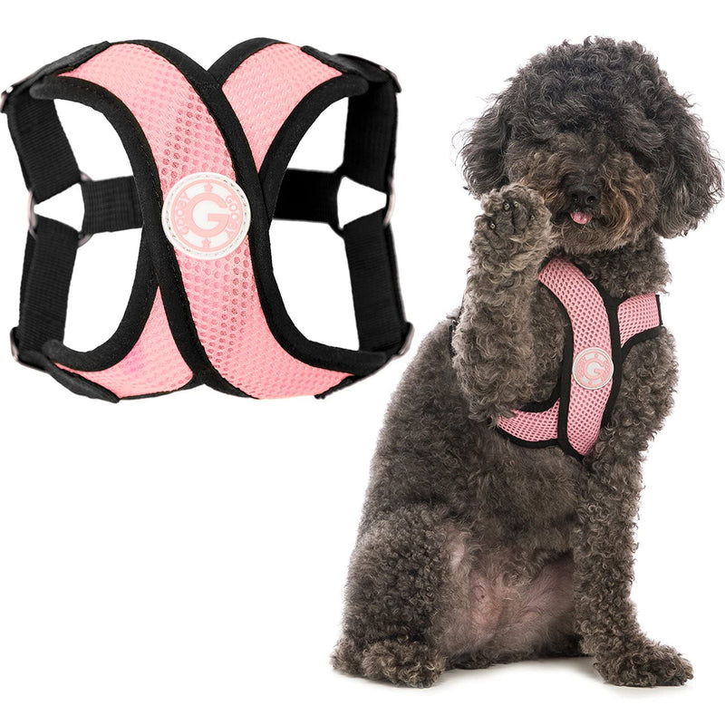Gooby Comfort X Step in Harness - Pink, Medium - No Pull Small Dog Harness Patented Choke-Free X Frame - Perfect on The Go Dog Harness for Medium Dogs No Pull or Small Dogs for Indoor and Outdoor Use Medium chest (16.5~20.25") - PawsPlanet Australia