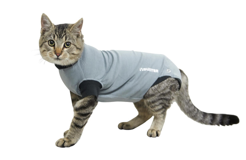 Kruuse Buster EasyGo Recovery Suit for Cats – Black/Grey (Small, 13.5") – Soft, Breathable Post-Surgery Bodysuit for Wound Care, Hot Spots & Incontinence – Comfortable Protection for Cats Small, 17.5 in - PawsPlanet Australia