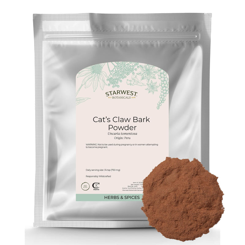 Starwest Botanicals Cat's Claw Bark Powder Wildcrafted - Dried Cat's Claw Herb for Tea, Herbal Blends, Smoothies, & Baking, Certified Kosher - Bulk 1 lb Bag 16 Ounce (Pack of 1) - PawsPlanet Australia