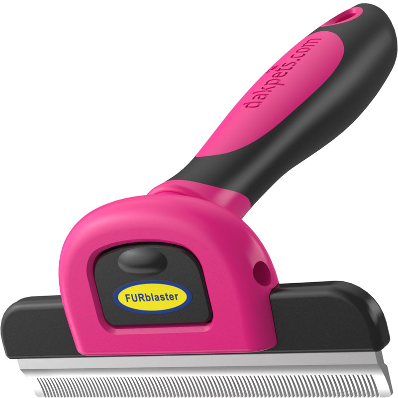 DakPets Stainless Steel Pet Deshedding Tool - Grooming Brush for Cats and Dogs, Removes Trapped Hair, Reduces Shedding by Up to 95%, All Hair Types, Includes Protective Blade Cover, Pink, 4 inches - PawsPlanet Australia