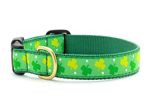 Up Country Shamrock Pattern Dog Collars and Leashes (Shamrock Dog Collar, Medium (12 to 18 Inches) 5/8 Inch Narrow Width) - PawsPlanet Australia