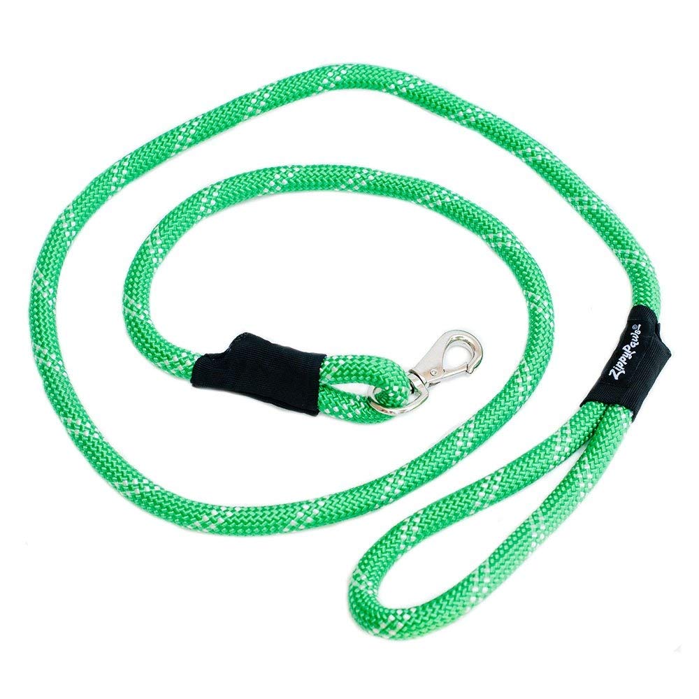 ZippyPaws - Climbers Dog Leash - Tough Climbing Rope Dog Leash - 2/3 Inch Thick 6ft Green