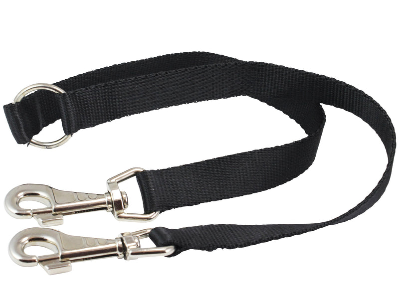 15" Nylon 2-Way Double Dog Leash - Two Dog Coupler Black 3 Sizes Large: 1" Wide - PawsPlanet Australia