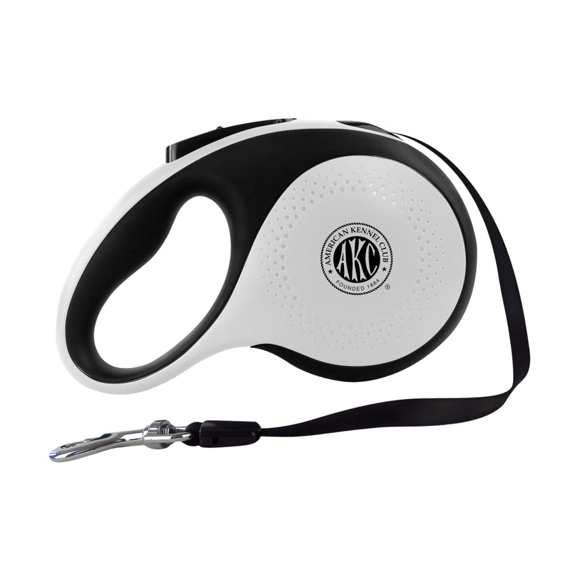 American Kennel Club Retractable Dog Leash, 16.4ft, Tangle-Free, Ergonomic Grip, One-Hand Brake, for Medium & Large Dogs up to 66 Medium Dog (Up to 66 lbs) White/Black - PawsPlanet Australia