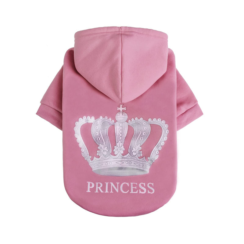 EXPAWLORER Prinecss Dog Hoodie for Girl - Dog Sweater with Leash Hole, Dog Cold Winter Clothes with Hat and Pocket, Pet Warm Outfit for XS-XXL Dogs Medium Pink - PawsPlanet Australia