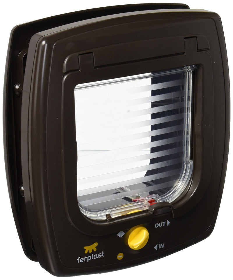 Ferplast Cat Flap Swing 7, Brown 4-Way Locking System w/ Magnetic Key