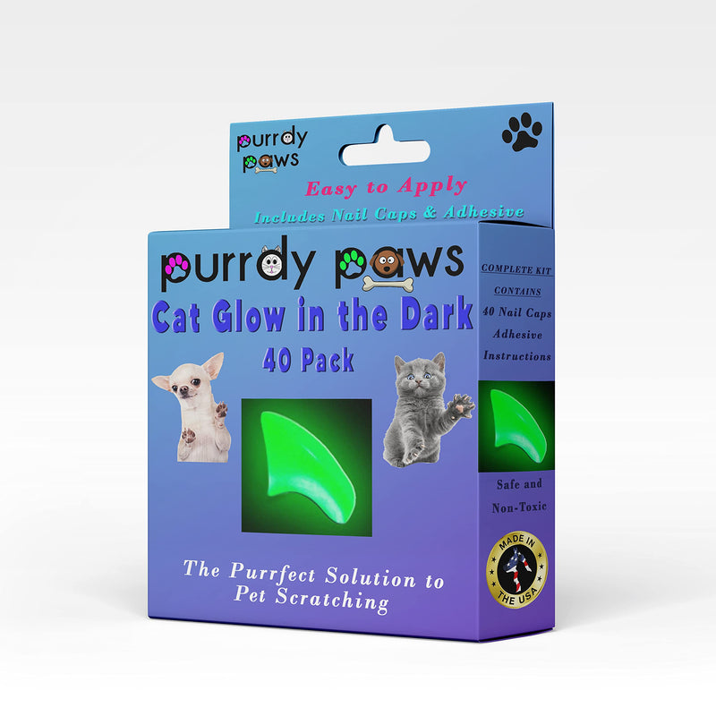 40 Pack Soft Nail Caps for Cat Claws Green Glow in The Dark Medium - PawsPlanet Australia