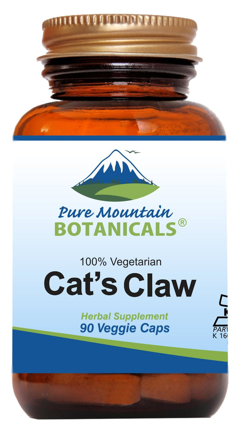 Pure Mountain Botanicals Cat’s Claw Capsules - 90 Kosher Vegan Caps with 1000mg Peruvian Cats Claw Uncaria Tomentosa Herbal Supplement - PawsPlanet Australia