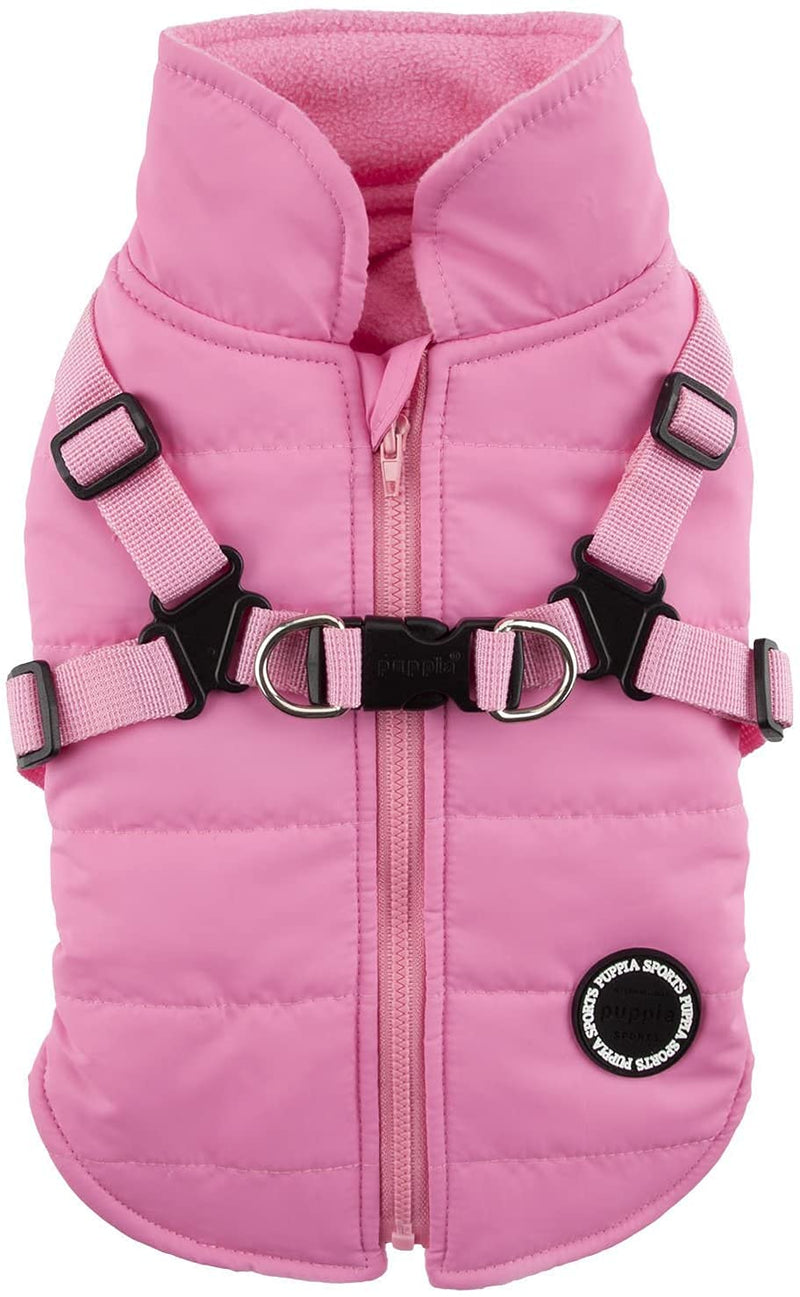 Puppia Mountaineer Winter Dog Coat with integrated harness No Pull Cold Weather Waterproof Warm Fleece Back Zipper for Small & Medium Dog XL PINK - PawsPlanet Australia