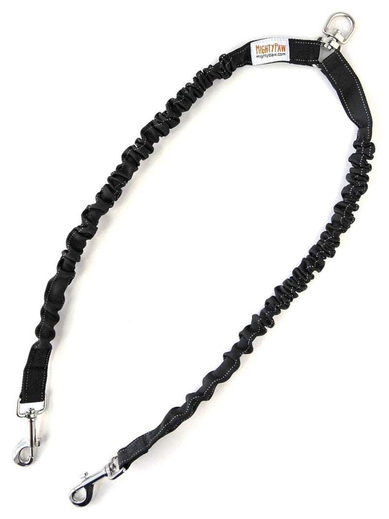 Mighty Paw Double Dog Leash - Force Absorbing Bungee Feature - Dual Dog Leash No Tangle - Quality Dog Leash - Leash Splitter Bungee - 2 Dog Leash Tangle Free (Standard | 30-100lbs | No Handle, Black) Standard | 30-100 lbs | No Handle - PawsPlanet Australia