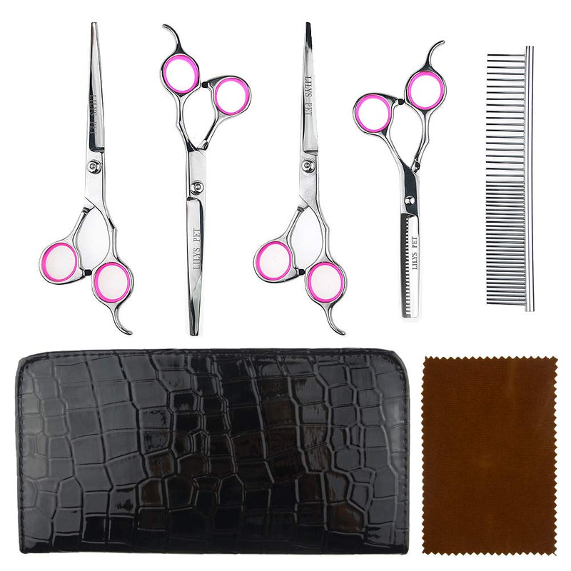LILYS PET Professional PET DOG Grooming scissors suit,RED ring, Cutting&Curved&Thinning shears (7.0") 7.0" - PawsPlanet Australia
