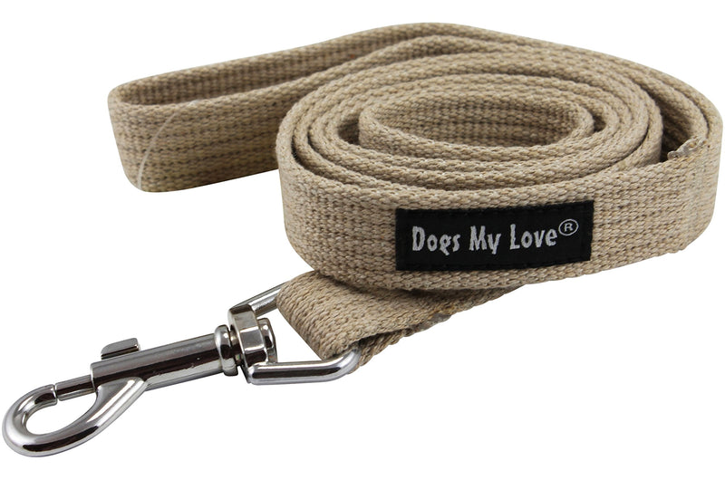 Dog Leash 4.5ft Long Cotton Web for Training, Beige 4 Sizes (Medium: 3/4" Wide) Medium: 3/4" Wide - PawsPlanet Australia