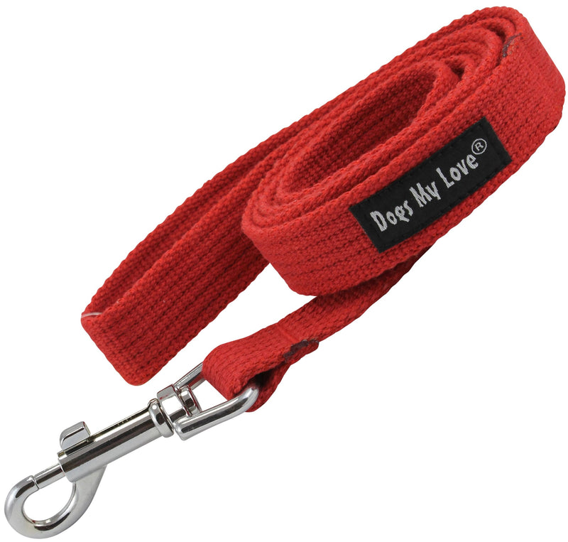 Dog Leash 4.5ft Long Cotton Web for Training, Red 4 Sizes (Large: 1" Wide) Large: 1" Wide - PawsPlanet Australia