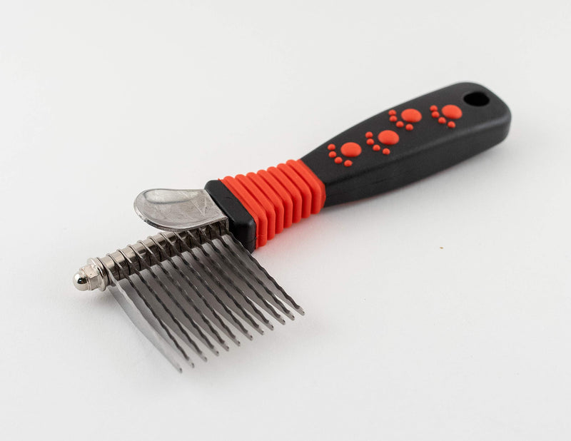 RYAN'S PET SUPPLIES Paw Brothers 12-Blade Dematting Tool for Dog Grooming, Professional Grade, Stainless Steel Blades, Comfort Grip, Gentle on Skin - PawsPlanet Australia