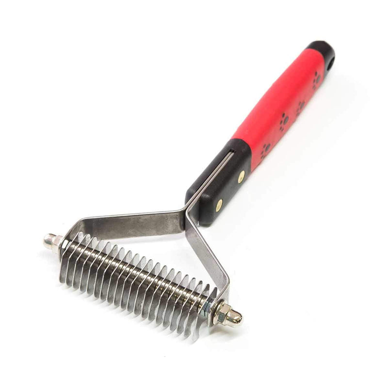 RYAN'S PET SUPPLIES Paw Brothers 20 Blade Medium Double WideDematting Undercoat Rake for Dogs and Cats, Professional Grade, Dog Shedding Brush, Stainless Steel Blades, Rounded Gentle Teeth - PawsPlanet Australia