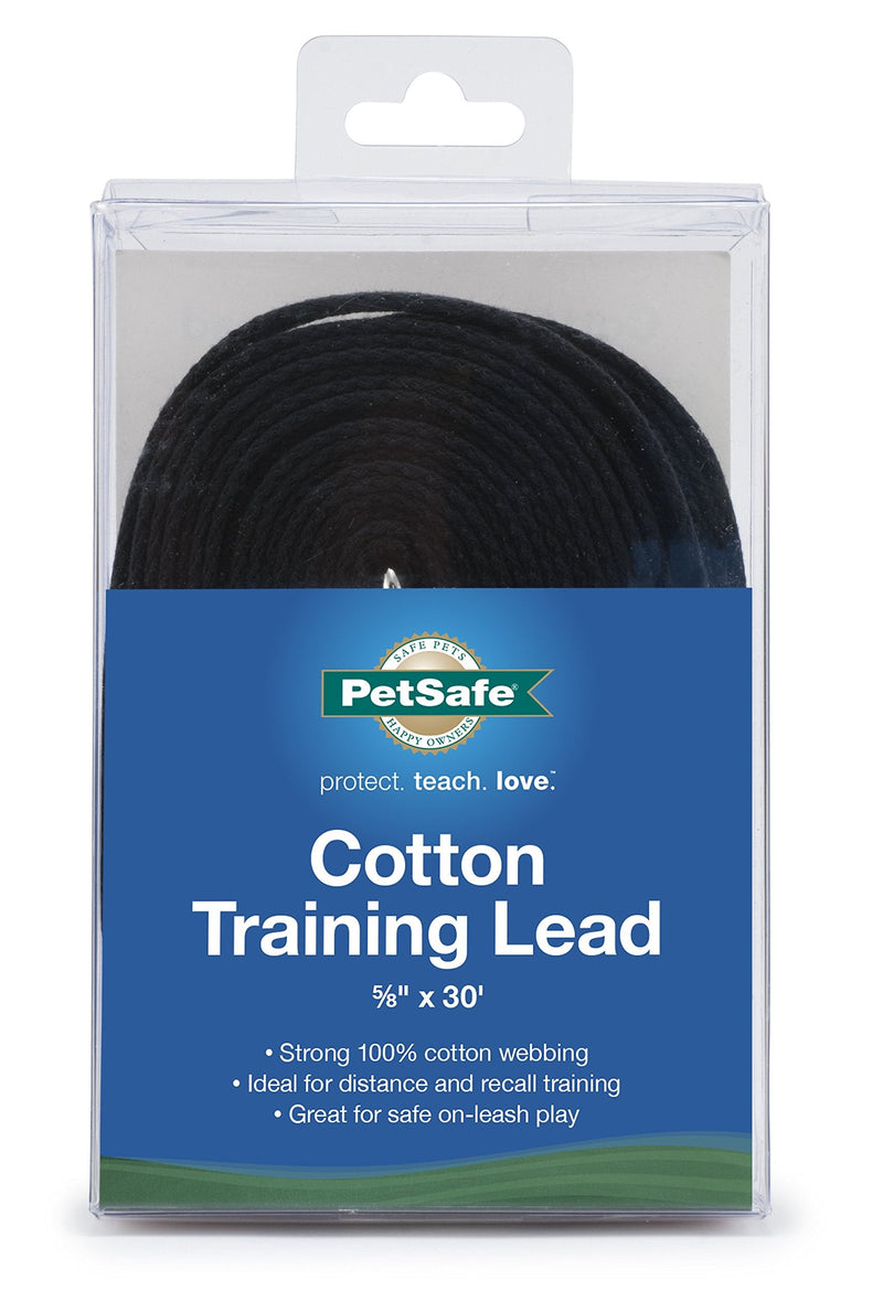 PetSafe Cotton Training Lead Black 5/8" X 30' - PawsPlanet Australia