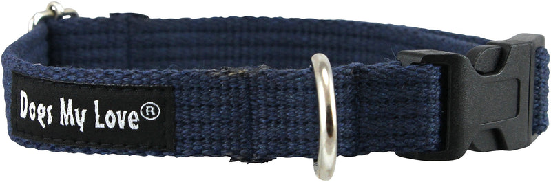Cotton Web Adjustable Dog Collar 4 Sizes Blue (Small: Neck 11.5"-15.5"; Width 1/2") Small: Neck 11.5"-15.5"; Width 1/2" - PawsPlanet Australia