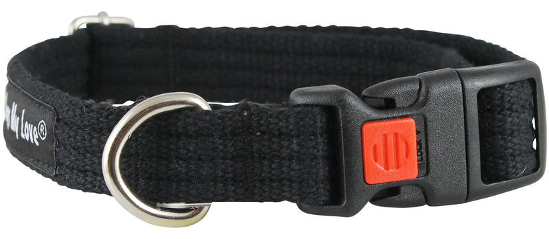 Cotton Web Adjustable Dog Collar with Locking Device 4 Sizes Black (Small: Neck 11.5"-15.5"; Width 1/2") Small: Neck 11.5"-15.5"; Width 1/2" - PawsPlanet Australia