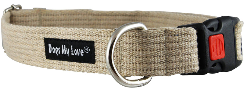 Cotton Web Adjustable Dog Collar with Locking Device 4 Sizes Beige (Large: Neck 16"-23"; Width 1") Large: Neck 16"-23"; Width 1" - PawsPlanet Australia