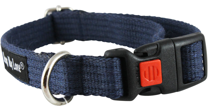 Dogs My Love Cotton Web Adjustable Dog Collar with Locking Device 4 Sizes Blue (Small: Neck 11.5"-15.5"; Width 1/2") Small: Neck 11.5"-15.5"; Width 1/2"