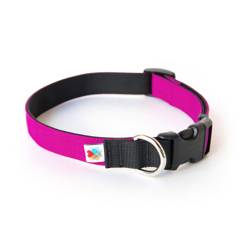Dog Collar, Lightweight, Heavy Duty Dog Collar with Buckle, Fabric Pet Collar, Breathable & Adjustable Puppy Collar, for Large Dogs (Fuchsia, Large - 14-24 Inch) - Wildebeest Large (14-24 Inch) Fuchsia - PawsPlanet Australia
