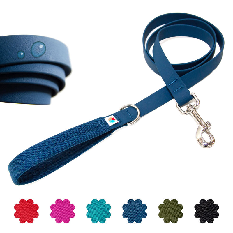 Wildebeest Funston Waterproof Dog Leash - Heavy Duty 4ft Long Leash for Small, Medium and Large Dogs - 1000D Nylon, Scratch & Stink-Resistant & Pill-Free - Nylon Wrap Handle (3/4" Wide, 4 ft Length) Navy - PawsPlanet Australia