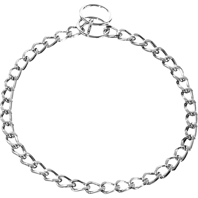 Herm Sprenger Chrome Plated Steel Dog Collar with Short Flat Links Choke Chain Two O-Rings for Small Medium Large Dogs Professional Training Collar Correction Slip Chain Made in Germany (28in (70cm)) 28in (70cm) - PawsPlanet Australia
