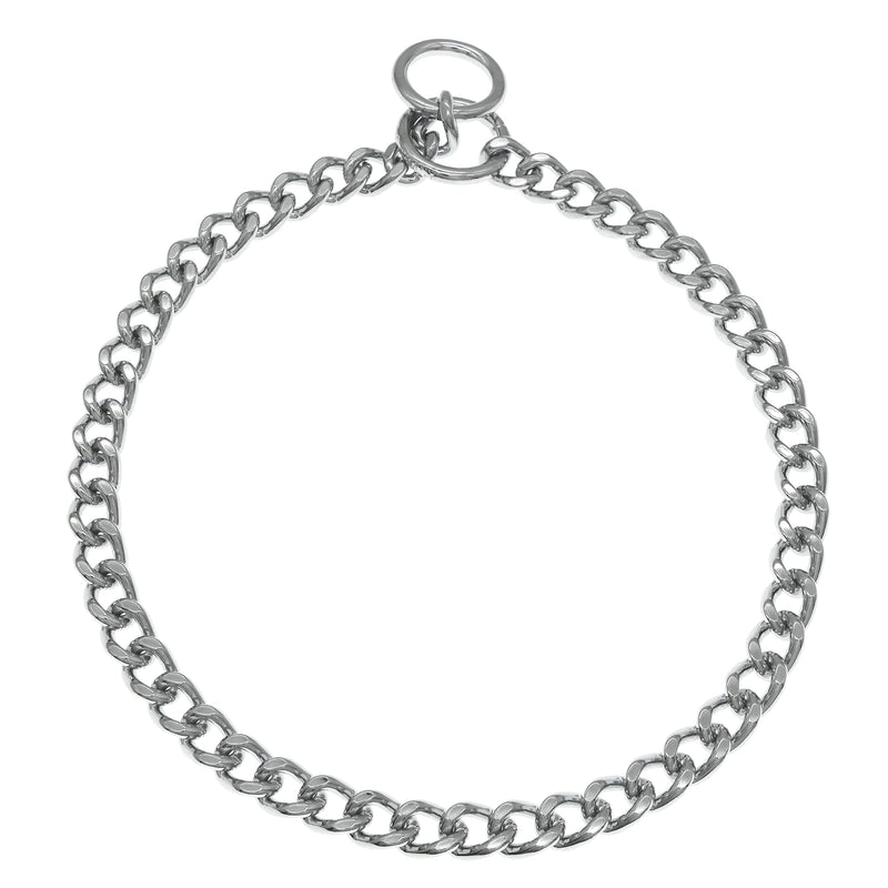 Herm Sprenger Chrome Plated Steel Dog Collar with Flat Narrow Links 4.0mm and Two O-Rings Choke Chain | Medium Large Dogs Professional Training Collar Correction Chain Made in Germany (20in (50cm)) 20in (50cm) - PawsPlanet Australia