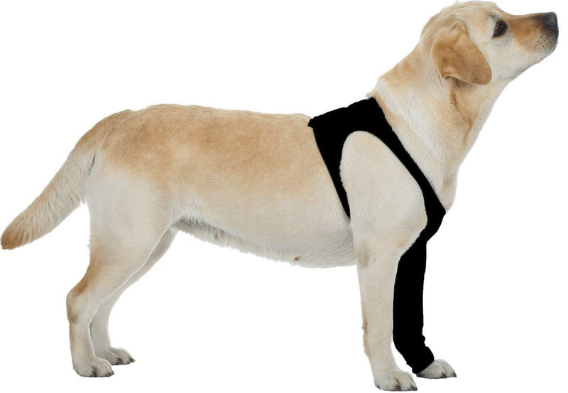 Suitical Recovery Sleeve for Dogs | Front Leg Protection After Surgery | Dog Leg Sleeve to Stop Licking | Machine Washable | Chest Circumference 25.2”- 33.1” | Sleeve Length 13.8” | L | Single Sleeve Black - PawsPlanet Australia