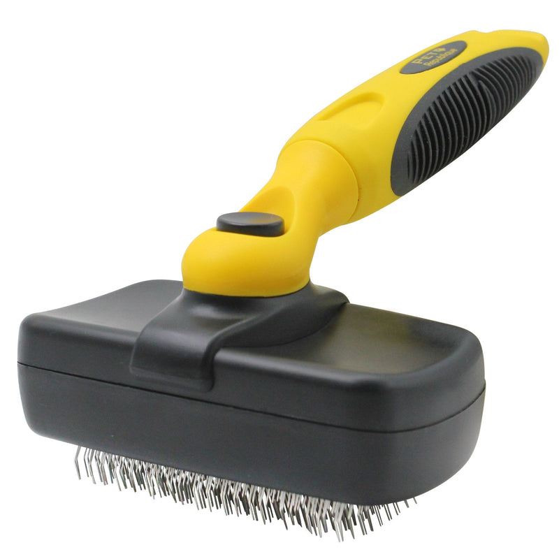 Pet Republique Retractable Slicker Brush - for Dogs, Cats, Rabbits, Any Long Haired Breed Pets – Reduce Shedding - Self Cleaning Design Self-Cleaning Regular - PawsPlanet Australia