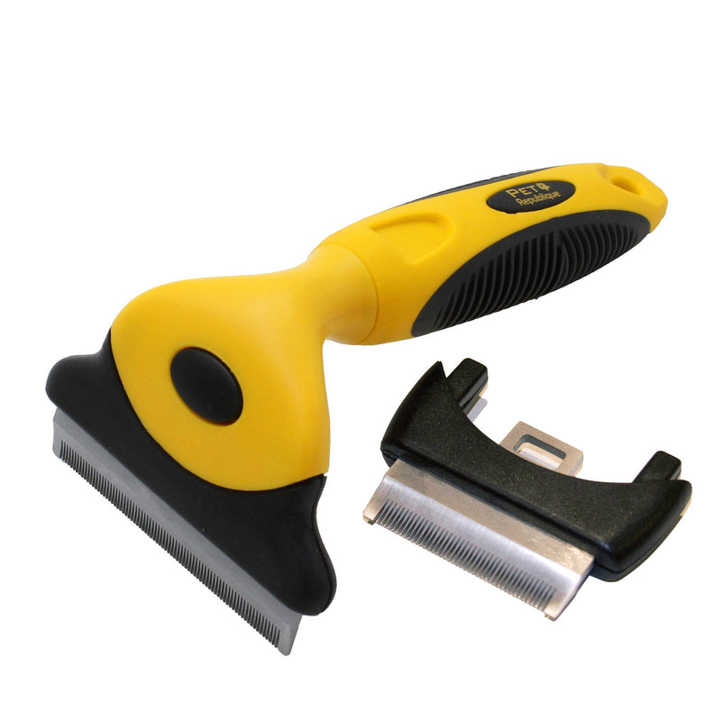 Pet Republique Dog Deshedding Tool - for Dogs, Cats, Rabbits, Any Furry Pets – Reduce Shedding – with 1.8 inches Small and 3 inches Large Replaceable Blades 1.8" & 3.0" (S & L) Blades - PawsPlanet Australia