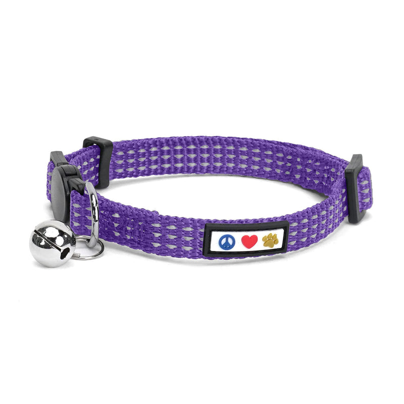 Pawtitas Reflective Cat Collar with Safety Buckle and Removable Bell Cat Collar Kitten Collar Purple Cat Collar ⚡️ Reflective Purple - PawsPlanet Australia