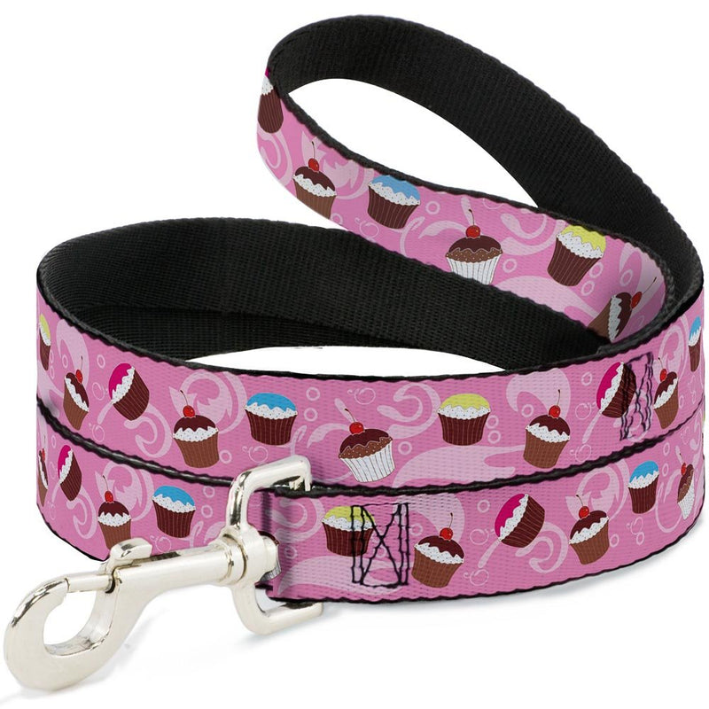 Buckle-Down Pet Leash - Cupcake Swirls Pink/Multi Color - 6 Feet Long - 1" Wide - PawsPlanet Australia