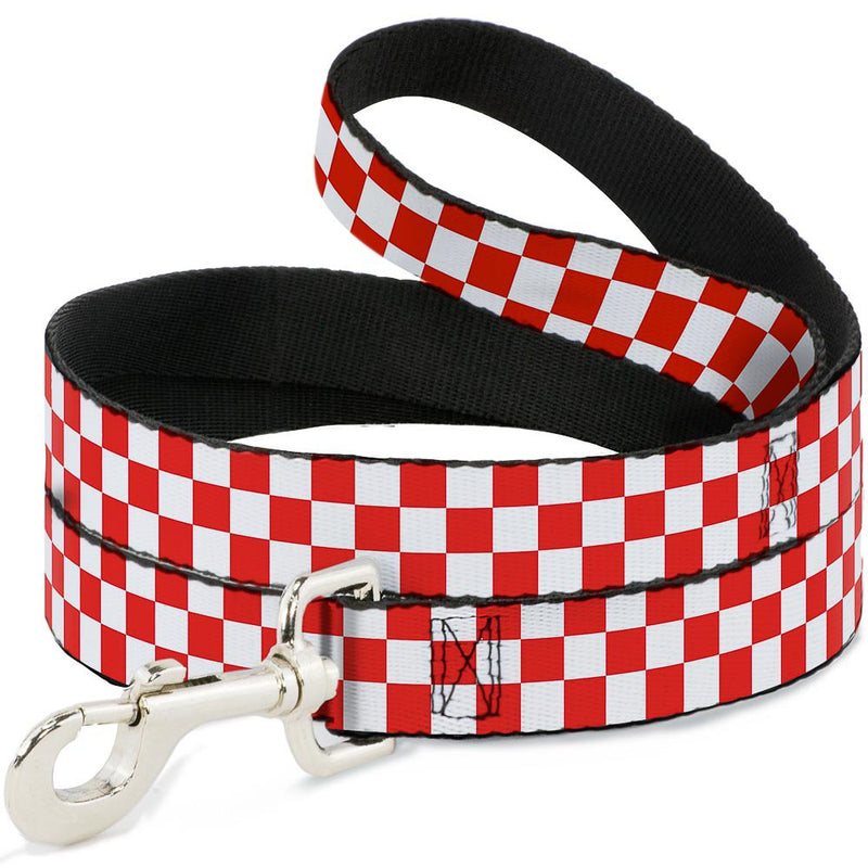 Buckle-Down Pet Leash - Checker Red/White - 4 Feet Long - 1.5" Wide - PawsPlanet Australia