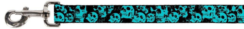 Buckle-Down Pet Leash - Skulls Stacked Weathered Black/Teal - 6 Feet Long - 1.5" Wide - PawsPlanet Australia