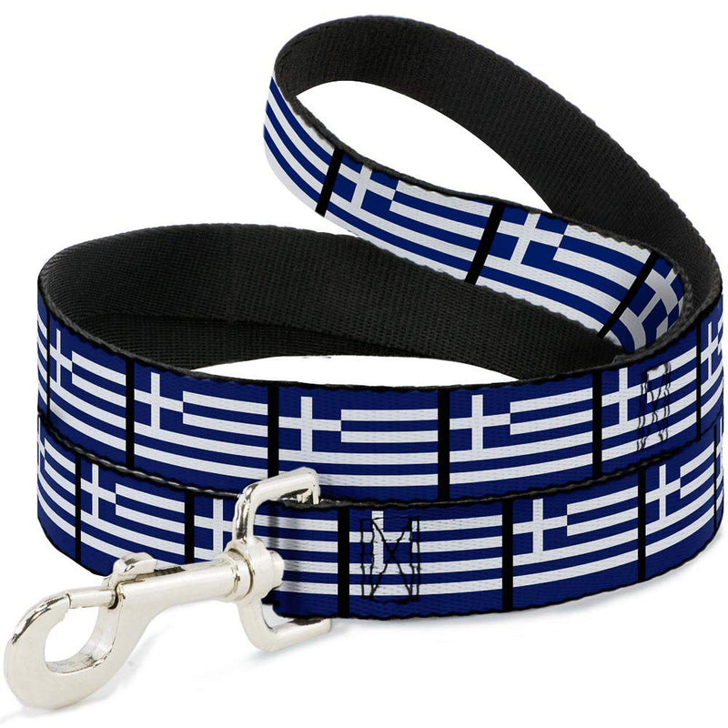 Buckle-Down Pet Leash - Greece Flags - 6 Feet Long - 1" Wide - PawsPlanet Australia