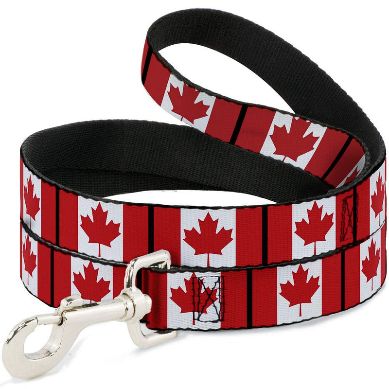 Buckle-Down Pet Leash - Canada Flags - 6 Feet Long - 1" Wide - PawsPlanet Australia